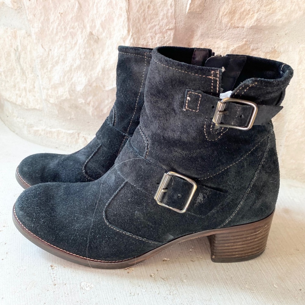 Paul Green Munchen Black Suede Buckle Ankle Boots Women's Size 6.5 UK‎ 4.5